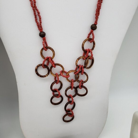 Jewelry Lot Natural Brown Colorful Wood Mixed Materials Necklaces Bracelets - Picture 4 of 12